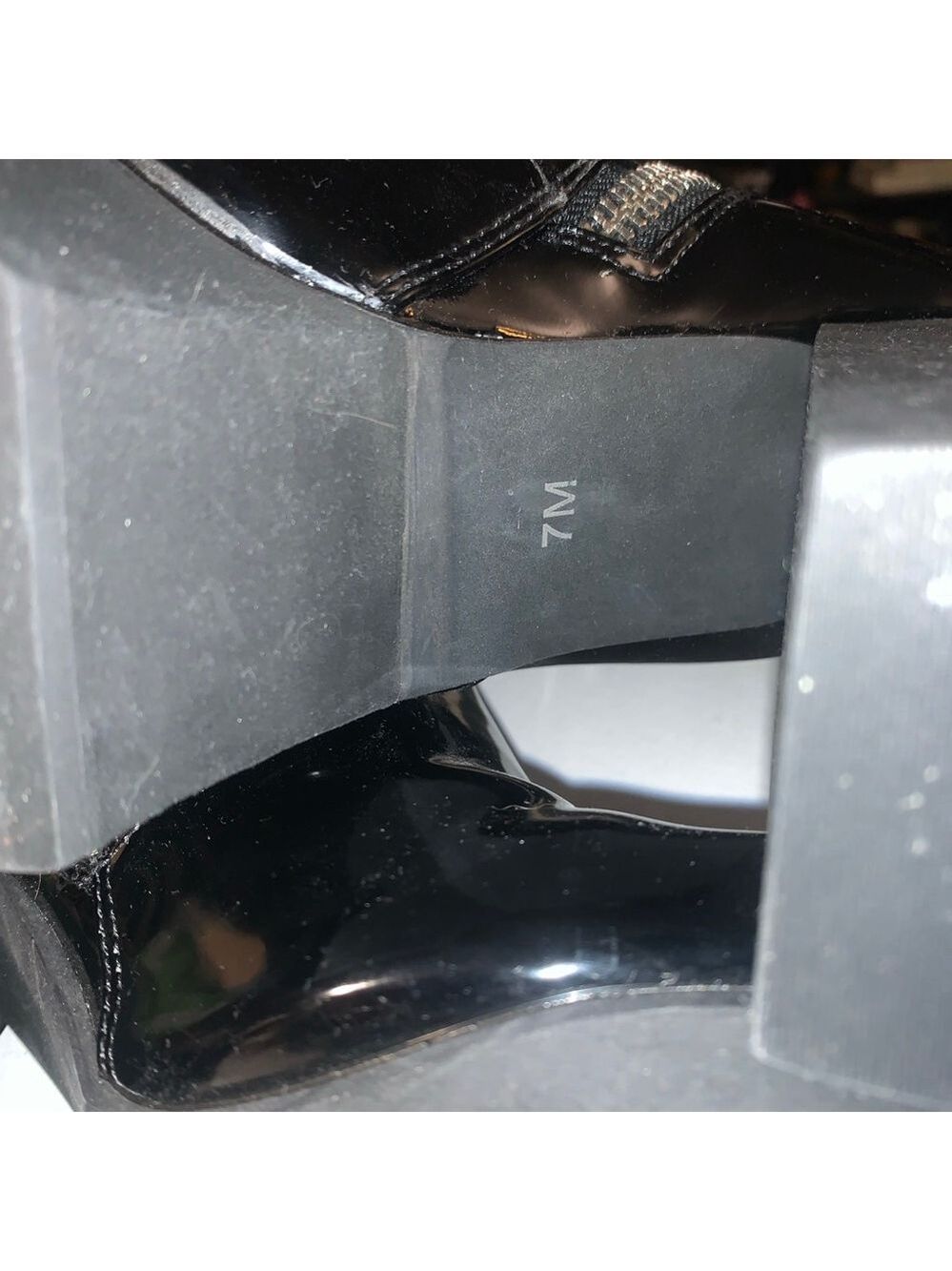 Women's Unbranded Black Patent Lace Trim Heeled Boots Size 7 - Picture 7 of 14